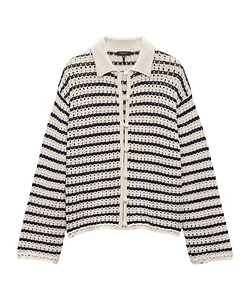 Khloe Striped Open-Knit Cardigan