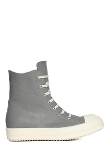 Zipped Leather High-Top Sneakers
