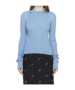 Long-Sleeved Knit Polo Shirt
