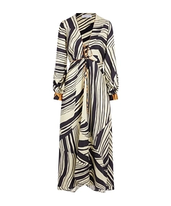 Long-Sleeve Printed Midi Dress