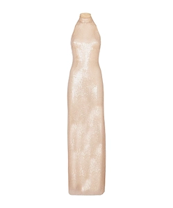 Sequin Open-Back Maxi Dress