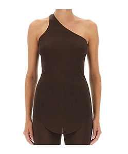 Rick Owens Lilies One-Shoulder Ribbed Top