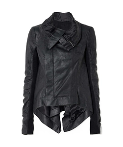 Long-Sleeved Leather Jacket