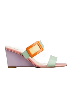 Roger Vivier Geometric Buckle Wedge Mules