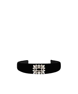 Roger Vivier Broche Vivier Embellished Buckle Velvet Hairband