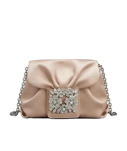 Rv Bouquet Strass Buckle Drapé Micro Bag In Satin