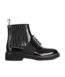 Viv' Rangers, Diamond-Button Embroidered Cowhide Ankle Boots