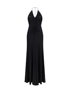 Self-Portrait Halterneck Open-Back Ruched Maxi Dress