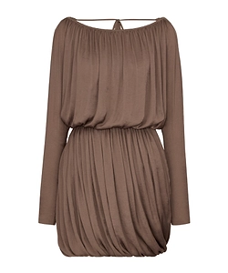 Elasticated Long-Sleeve Midi Dress