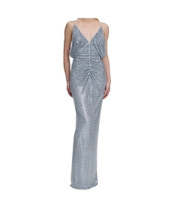 Self-Portrait Embellished Mesh Maxi Dress