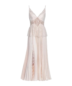 Self-Portrait Blush Satin Lace Midi Dress