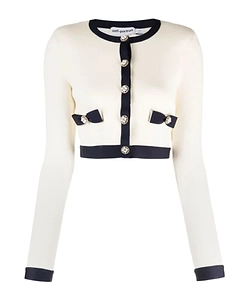 Bow-Embellished Cropped Cardigan