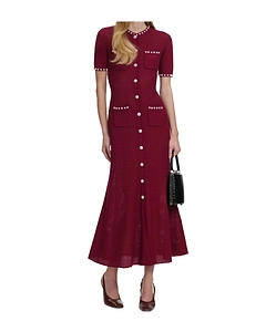 Button-Up Knit Midi Dress
