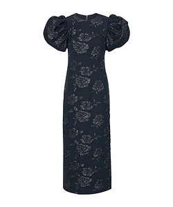Rotate Floral Patterned Puff Sleeved Long Dress