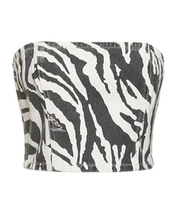 Zebra Printed Organic Denim Tube Top