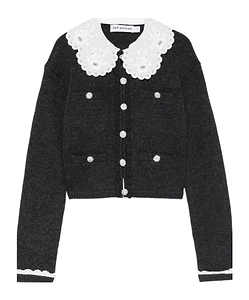 Lace-Collar Button Cardigan