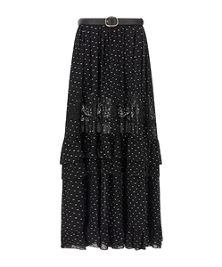 Self-Portrait Chiffon Lace Maxi Skirt