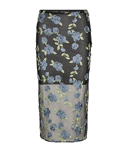 Rotate Floral Printed Mesh Pencil Skirt