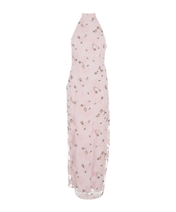 Rotate Flower Beads High Neck Maxi Dress