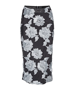 Rotate Floral-Mesh Rear Slit Pencil Skirt