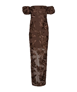 Rotate Flower Mesh Maxi Dress