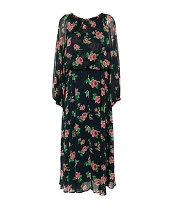 Rotate Flower Printed Chiffon Maxi Dress