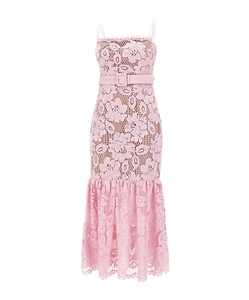 Self-Portrait Crochet Lace Belted Midi Dress