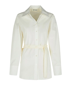 Silk-Insert Belted Vest-Shirt