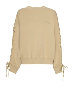 Rotate Lace-Up Sleeve Logo Embroidered Sweatshirt