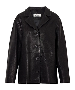 Single-Breasted Grained-Leather Jacket