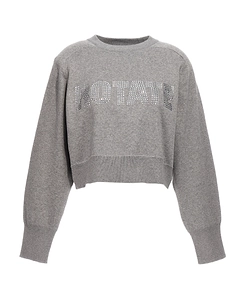 Rotate Logo Embellished Knitted Cropped Jumper