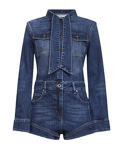 Pussy-Bow Ruffled Playsuit