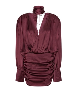 Rotate Long-Sleeved V-Neck Dress