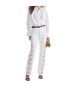 Cut-Out Straight-Leg Jeans