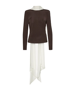 Rotate Long-Sleeved Scarf Top