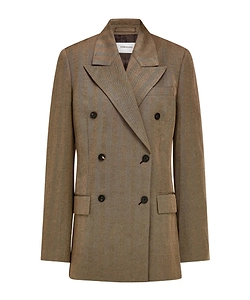 Double Breasted Linen Blend Blazer