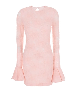 Rotate Mesh Frill Crewneck Mini Dress