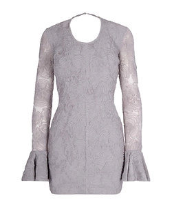 Rotate Mesh Frill Crewneck Mini Dress