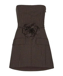 Rotate Pinstripe Belted Long Top