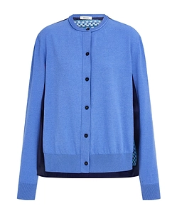 Feather Show Print Crew-Neck Cardigan