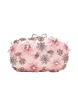 Self-Portrait Satin Floral Embellished Clutch Bag