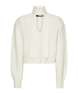 Rotate Scarf-Neck Buttoned Cardigan