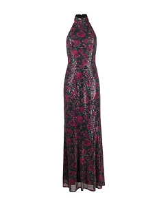 Rotate Sequin Embellished Open-Back Maxi Dress