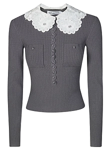 Self-Portrait Lace Collar Knitted Top