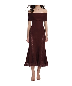 Self-Portrait Off-Shoulder Lace-Insert Dress