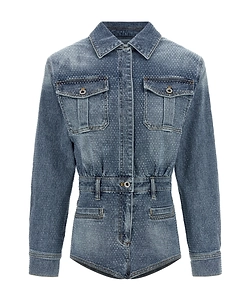 Self-Portrait Embellished Denim Playsuit