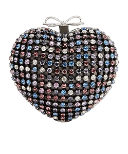 Multi Crystal Heart Clutch