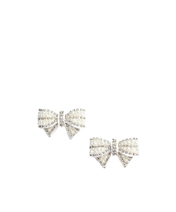 Self-Portrait Embellished Satin Bow Earrings