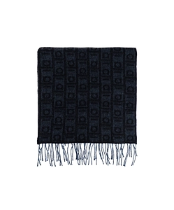 Ferragamo Monogram Jacquard Fringed Edge Scarf