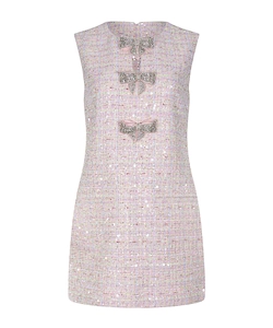 Self-Portrait Sequinned Boucle Bow Mini Dress